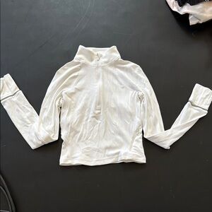 Lululemon Athletica Cream Fitted Ribbed Long Sleeve Top